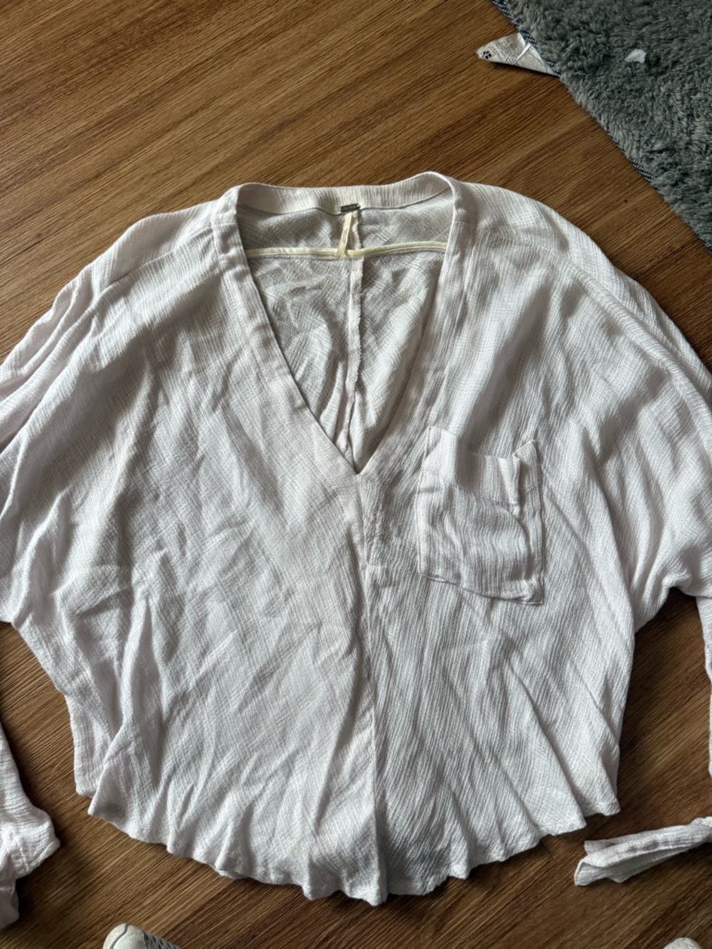 Free People Cream V-Neck Lightweight Tunic Top